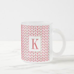 RED LINE KNIT Bevroren Glas Mok + Initiaal