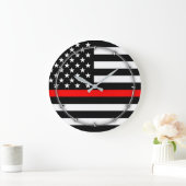 Red Line US Flag Grote Klok (Huis)
