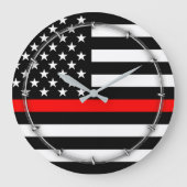 Red Line US Flag Grote Klok (Voorkant)