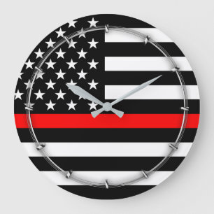 Red Line US Flag Grote Klok