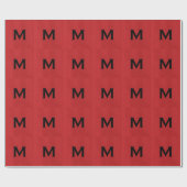 Red Linen Texture Photo met Monogram Cadeaupapier (Vlak)