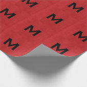 Red Linen Texture Photo met Monogram Cadeaupapier (Hoek)