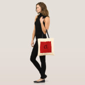 Red Linen Texture Photo met Monogram Tote Bag (Voorkant (model))