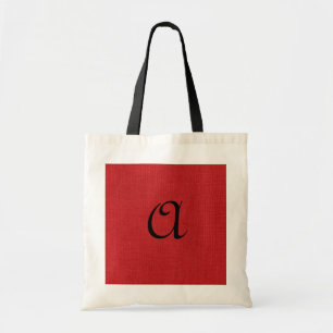 Red Linen Texture Photo met Monogram Tote Bag
