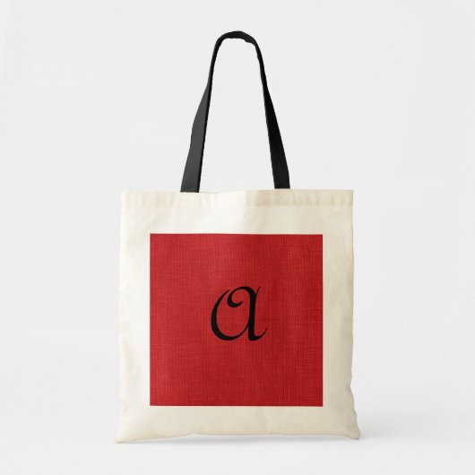 Red Linen Texture Photo met Monogram Tote Bag (Voorkant)