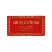 Red Lines Decorative Merry-kerstadres Etiket (Voorkant)