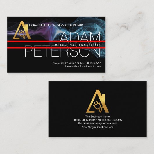 Red Lines Placard Oversize Name Electrical Service Visitekaartje (Voorkant / Achterkant)