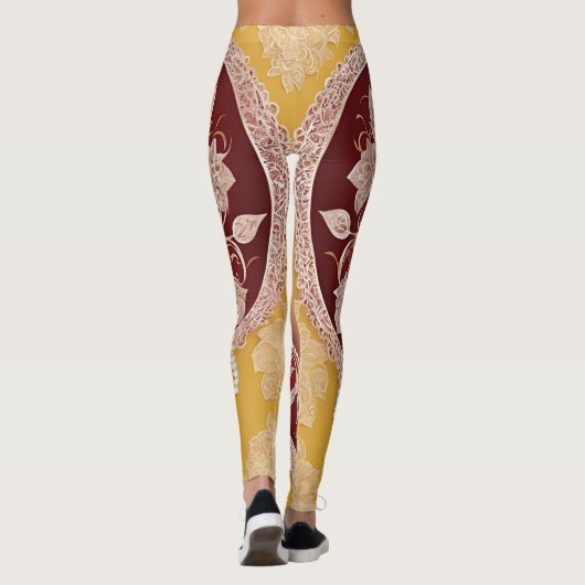 Red Lingerie Heart Lace AI art Leggings (Achterkant)