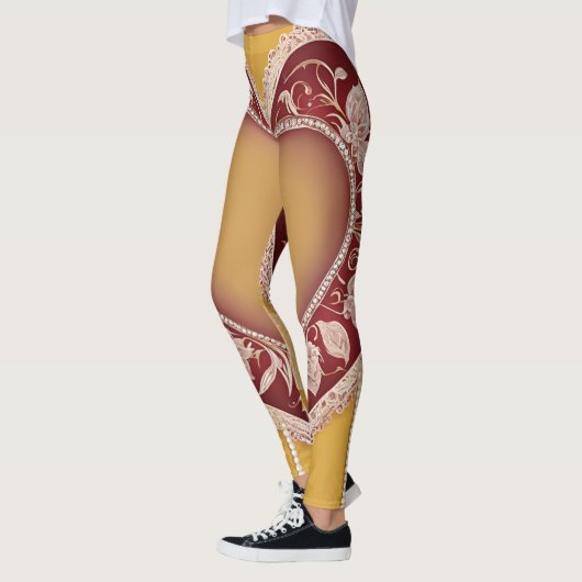 Red Lingerie Heart Lace AI art Leggings (Links)