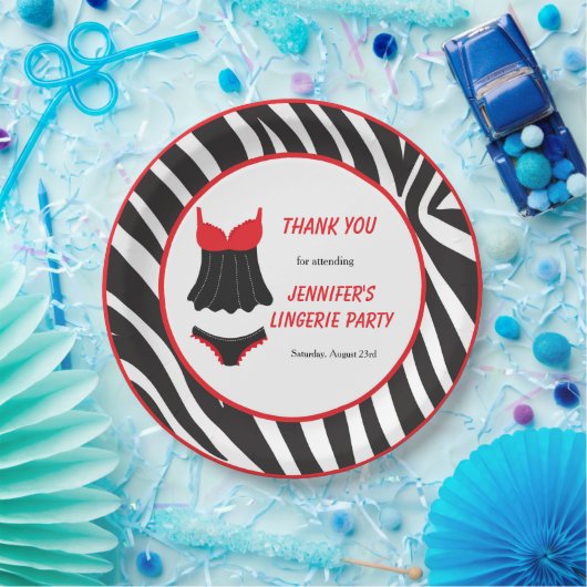 Red Lingerie Party Dank u Papieren Bordje (Feest)