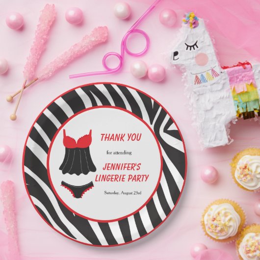 Red Lingerie Party Dank u Papieren Bordje (Feest)
