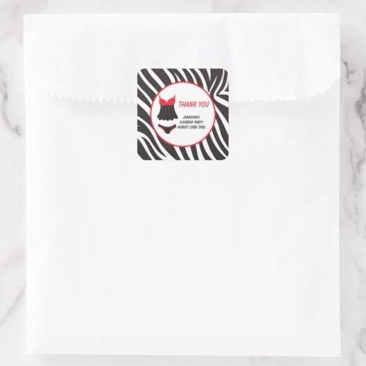 Red Lingerie Party Dank u Vierkante Sticker (Tas)