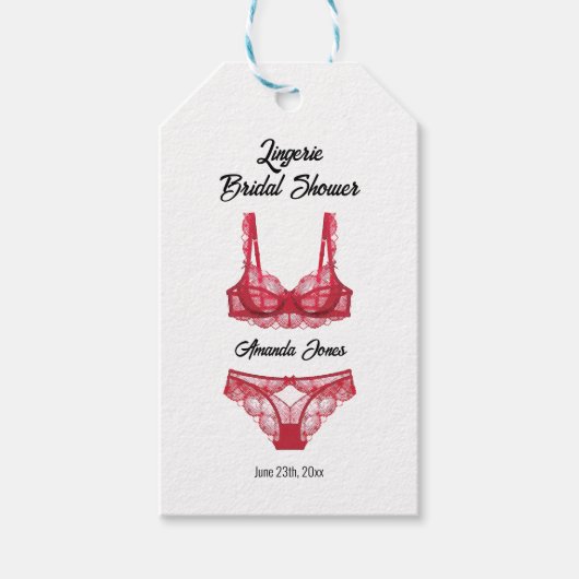 Red Lingerie Vrijgezellenfeest Cadeaulabel (Voorkant)