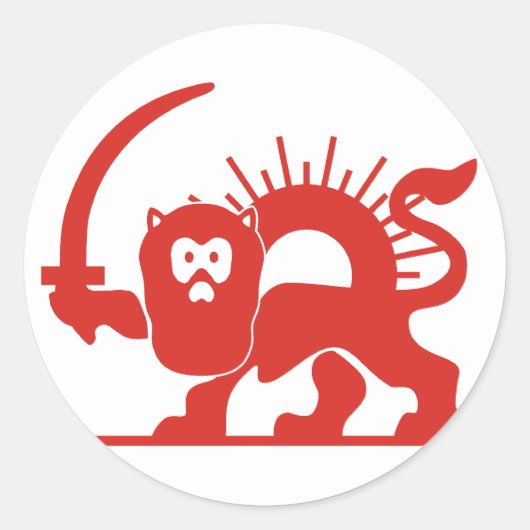 Red Lion met Sun, Iran Ronde Sticker (Voorkant)