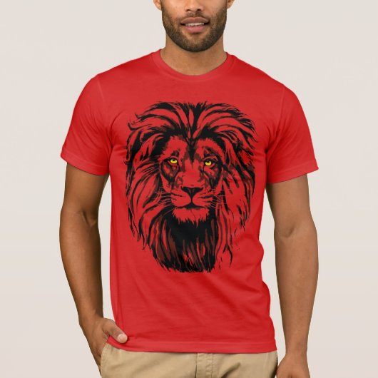Red Lion T-Shirt | Colorful Lion Drawing (Voorkant)