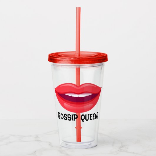 Red Lip Gossip Queen Tumbler Acryl Drinkbeker (Voorkant)
