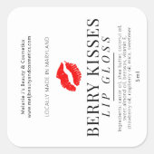 Red Lip Graphic Berry Kisses Lip Gloss Product Vierkante Sticker (Voorkant)
