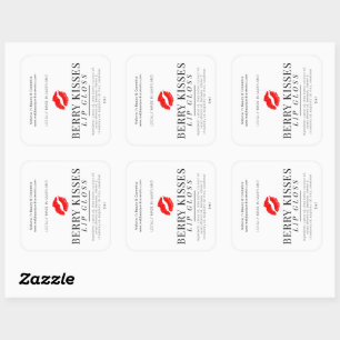 Red Lip Graphic Berry Kisses Lip Gloss Product Vierkante Sticker