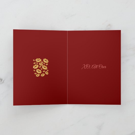 Red Lip Print Flirtatious Fun Kaart (Binnen)