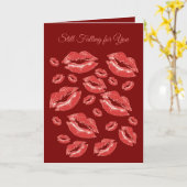 Red Lip Print Flirtatious Fun Kaart (Gele Bloem)