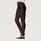 Red Lip Print Lipstick Kiss Black Leggings (Links)