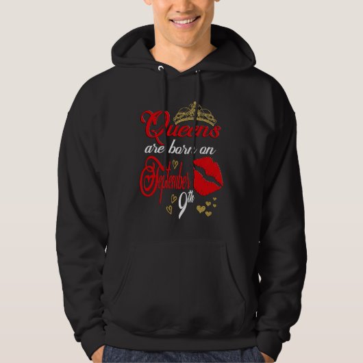 Red Lip Print Queens are Born on September 9th Vir Hoodie (Voorkant)