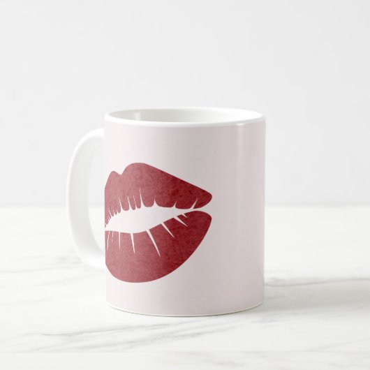 Red Lip Print voor Valentijnsdag Mok (Voorkant links)
