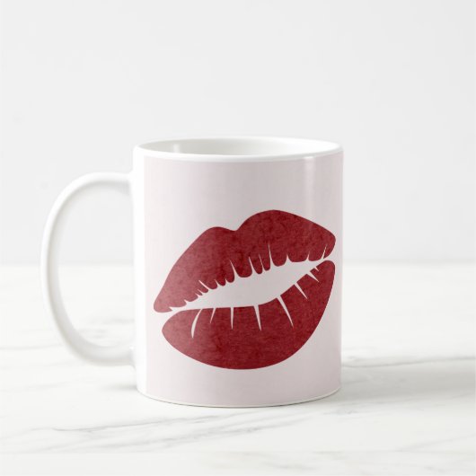 Red Lip Print voor Valentijnsdag Mok (Links)
