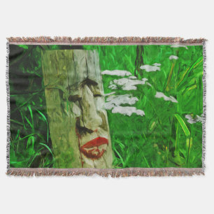 Red Lipped American Indian Totem bij wilde bloemen Deken