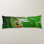 Red Lipped American Indian Totem bij wilde bloemen Lichaamskussen (Achterkant)