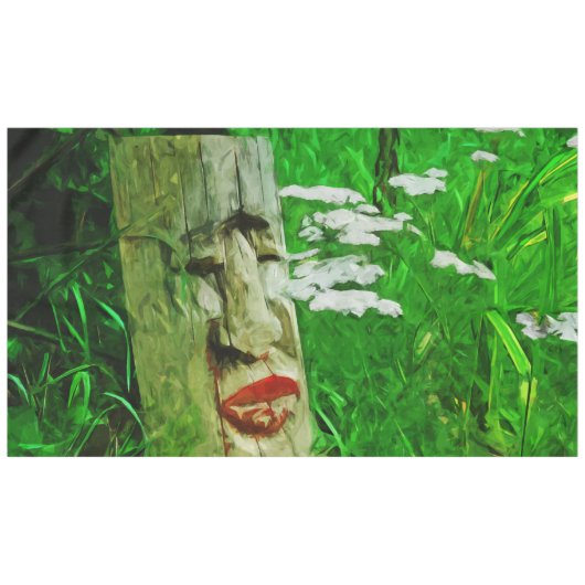 Red Lipped American Indian Totem bij wilde bloemen Tafelkleed (Voorkant (Horizontaal))