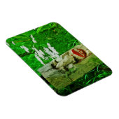 Red Lipped Totem onder Abstracte bloemen Magneet (Rechterzijde)