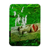 Red Lipped Totem onder Abstracte bloemen Magneet (Verticaal)