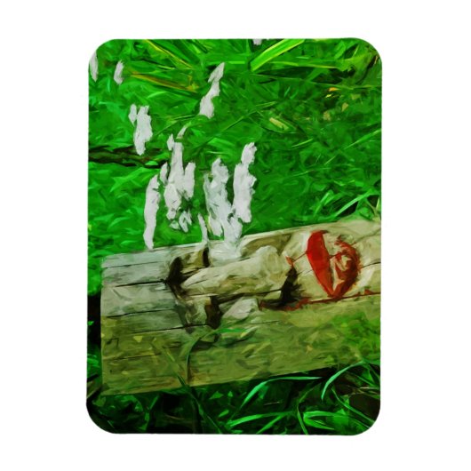 Red Lipped Totem onder Abstracte bloemen Magneet (Verticaal)