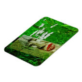 Red Lipped Totem onder Abstracte bloemen Magneet (Linkerzijde)