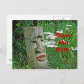 Red Lipped Totem slaat de datum op Aankondigingskaart (Voorkant / Achterkant)