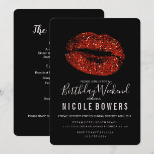Red Lips Birthday Weekend Kaart