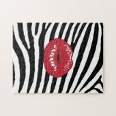 Red Lips Black and White Zebra Legpuzzel (Horizontaal)