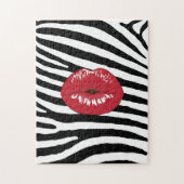 Red Lips Black and White Zebra Legpuzzel (Verticaal)