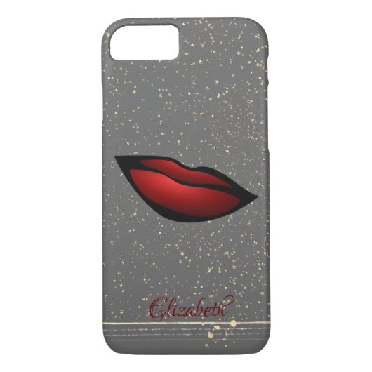 Red Lips, Confetti, Gold Stripes - op maat gemaakt Case-Mate iPhone Case (Achterkant)