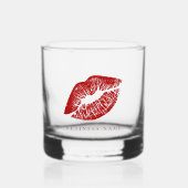 Red Lips Custom Bedrijfsnaam Lady Whisky Glas (Voorkant)