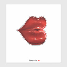 Red Lips Custom-Cut Vinyl Sticker Kiss