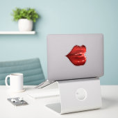 Red Lips Custom-Cut Vinyl Sticker Kiss (Laptop op bureau)