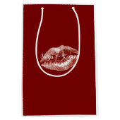 Red Lips Flirty Romantic Valentine's Day Love Medium Cadeauzakje (Voorkant)