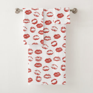 Red Lips Kiss Bad Handdoek