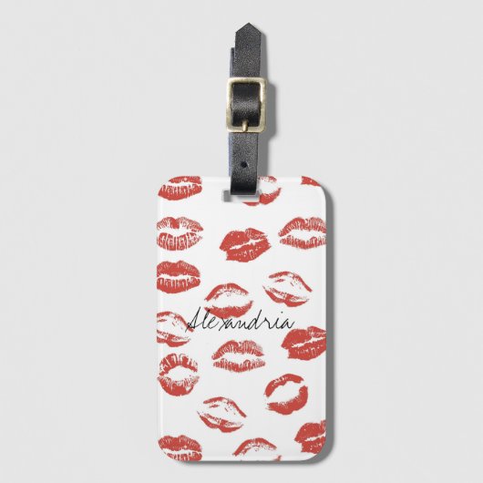 Red Lips Kiss Bagagelabel (Voorkant (verticaal))