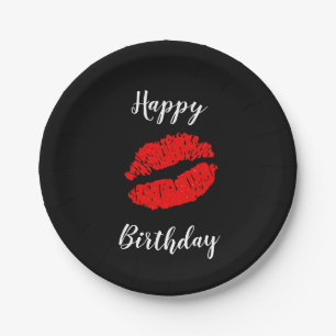 Red Lips Kiss Beauty Makeup Birthday Party Papieren Bordje