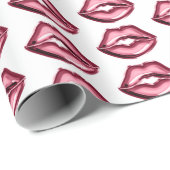 Red Lips Kiss Cadeaupapier (Rol Hoek)