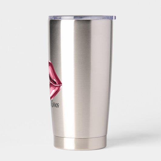 Red Lips Kiss Geïsoleerde Drinkbeker (Links)