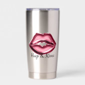 Red Lips Kiss Geïsoleerde Drinkbeker (Voorkant)